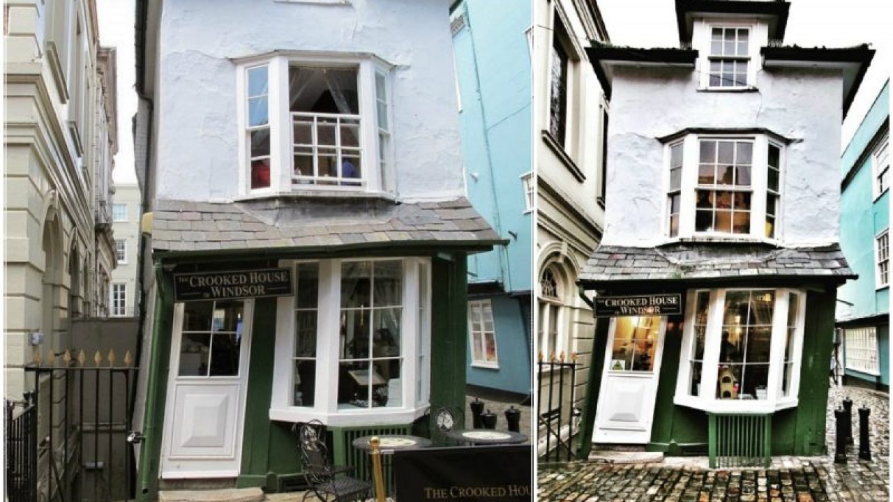 The Crooked House Of Windsor The 17 Century Gravity Defying House Was A Butcher Shop And A Tea Room And Now Is Up For Sale