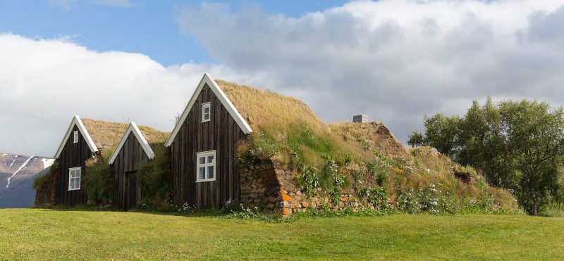 Beautiful surviving examples of the traditional Icelandic turf house