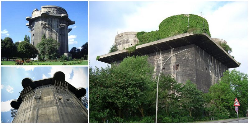 Flak towers: massive reinforced concrete buildings built by the Nazis