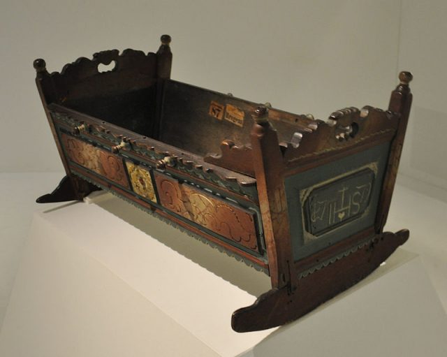 antique wooden rocking cradle