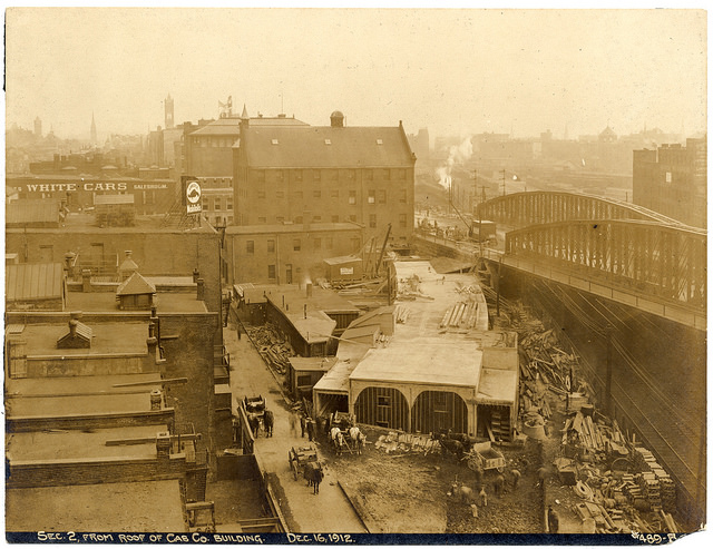 Vintage photographs documenting the building of the Boylston Street ...