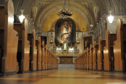 Montreal’s oldest chapel, known as “Sailors Church“, where small model ...