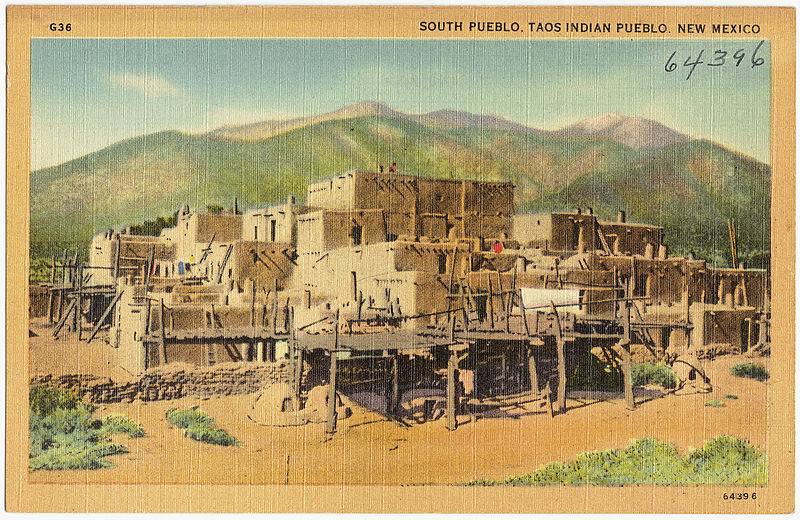 Taos Pueblo The Native American Settlement Of Multi Story Adobe