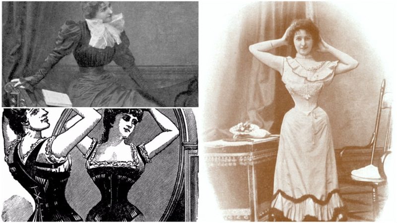 The effects of a corset on a woman's body vintage illustration
