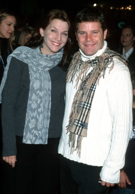 Christine and Sean Astin standing on a red carpet