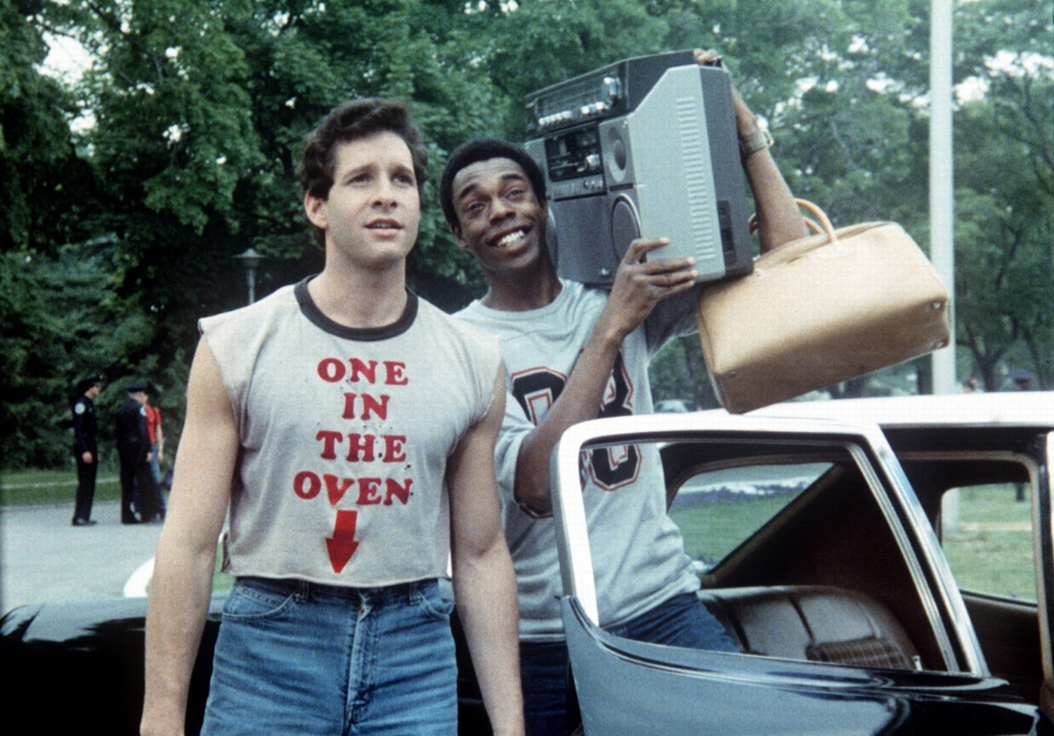 Steve Guttenberg and Michael Winslow as Carey <b>Mahoney</b> and Larvelle Jones in...