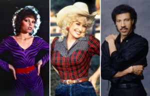 Pat Benatar posing + Dolly Parton Smiling + Lionel Richie posing