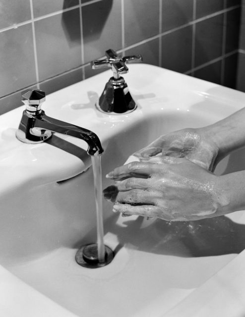 washing hands with soap