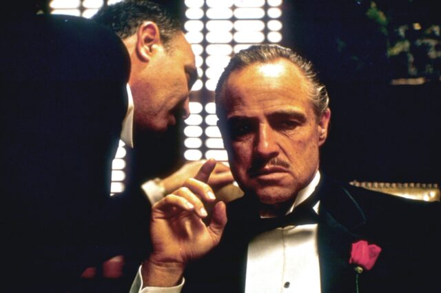 Salvatore Corsitto and Marlon Brando as Bonasera and Vito Corleone in 'The Godfather'