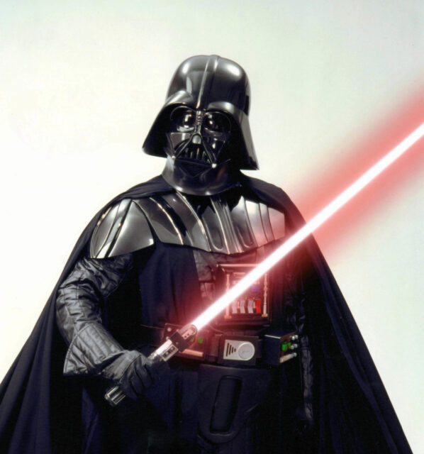 Darth Vader, a lightsaber in front of him.