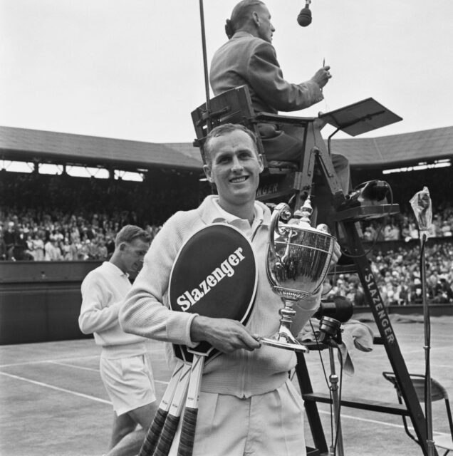 Neale Fraser standing on a tennis court