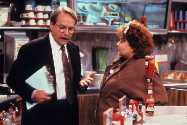 Martin Mull and Roseanne Barr as Leon Carp and Roseanne Conner in 'Roseanne'