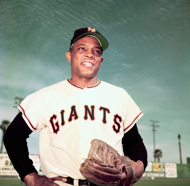 Willie Mays wearing his New York Giants uniform