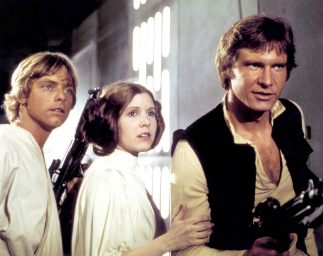 Mark Hamill, Carrie Fisher, and Harrison Ford in "Star Wars."
