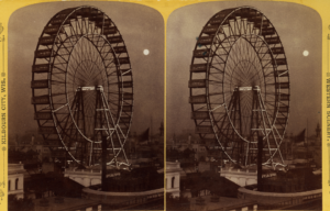 Stereoview of the Ferris wheel at the World's Columbia Exposition, 1893.