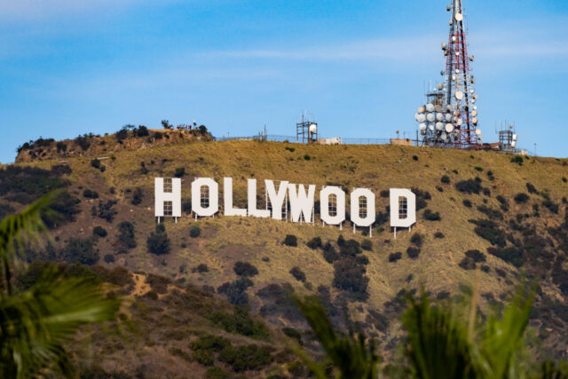 The Hollywood sign.