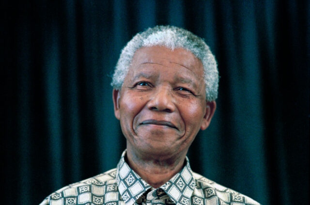 Headshot of Nelson Mandela.