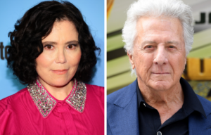 Alex Borstein standing on a red carpet + Dustin Hoffman standing on a red carpet