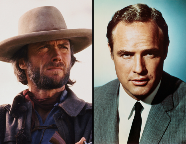 Headshot of Clint Eastwood beside a headshot of Marlon Brando.