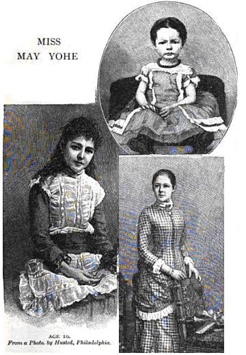 Three sketches of May Yohé at different stages in her life