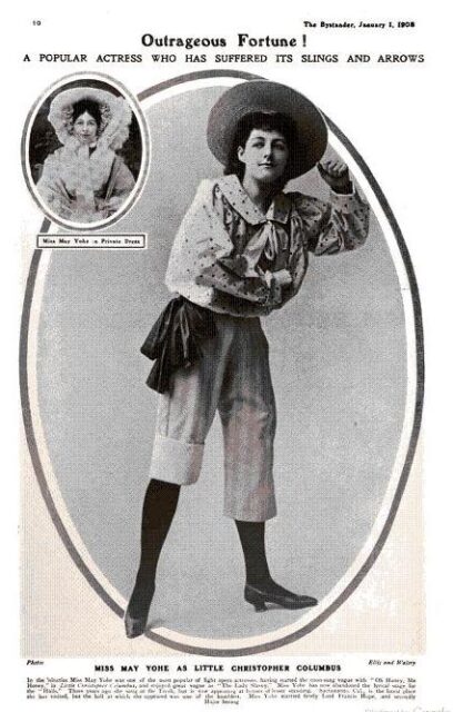 Magazine clipping showing May Yohé in costume