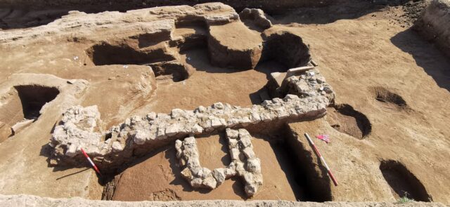 Aerial view of the archaeological site at the Tomb of Cerberus