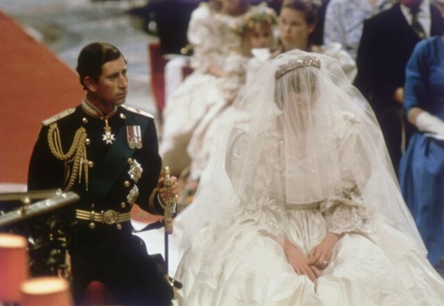 Prince Charles and Lady Diana Spencer standing at the altar in St. Paul's Cathedral