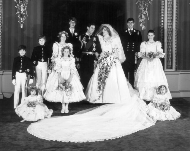 Portrait of Princess Diana, Prince Charles and their wedding party