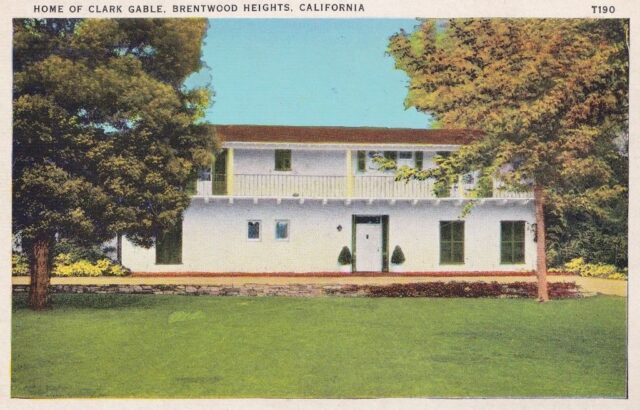 Postcard featuring an illustration of Clark Gable's residence