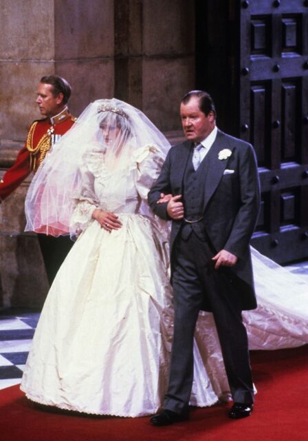 Edward John, 8th Earl Spencer walking Lady Diana Spencer down the aisle