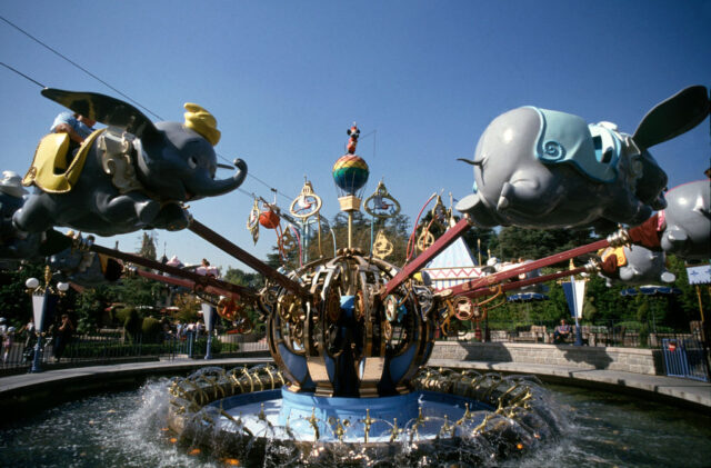 View of the 'Dumbo the Flying Elephant' ride at Disneyland