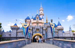 Guests entering Sleeping Beauty's castle at Disneyland