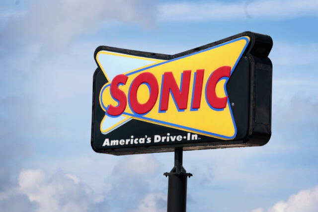 A Sonic restaurant sign.