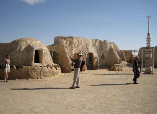 Tourists on the Tatooine move set from 'Star Wars.'