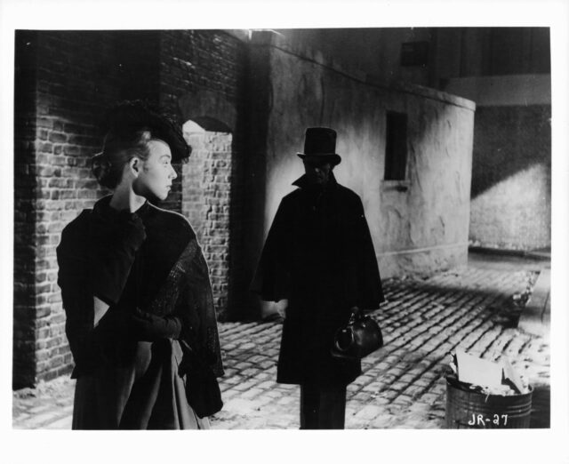 A man stalks a woman in the film 'Jack the Ripper.'