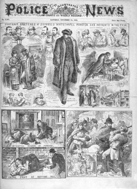 Newspaper illustration of Jack the Ripper.