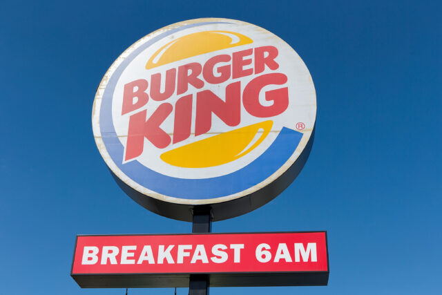 A Burger King restaurant sign.