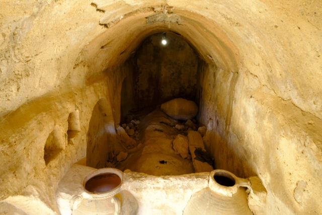 Inside a desert hut.