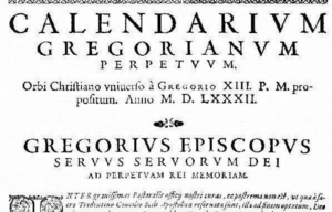 A Latin text outlining the adoption of the Gregorian Calendar.