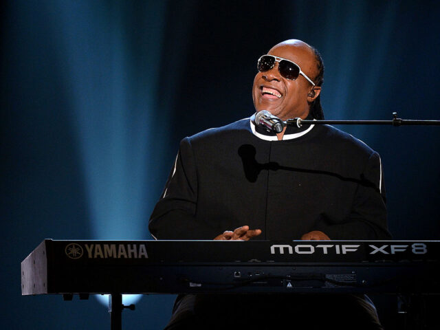 Stevie Wonder performing on stage