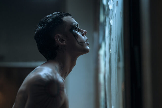 Side profile of Bill Skarsgard in 'The Crow.'