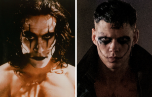 Headshots of Brandon Lee and Bill Skarsgard.