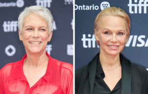 Headshots of Jamie Lee Curtis and Pamela Anderson.