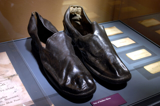 Pair of shoes on display