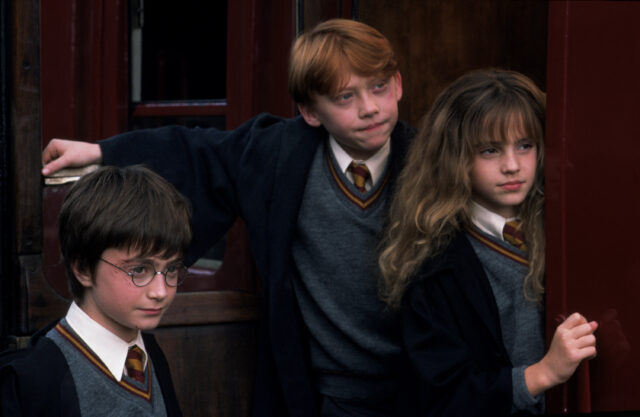 Daniel Radcliffe, Rupert Grint and Emma Watson as Harry Potter, Ron Weasley and Hermione Granger in 'Harry Potter and the Sorcerer's Stone'