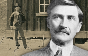 Billy the Kid playing croquet + Portrait of Pat Garrett