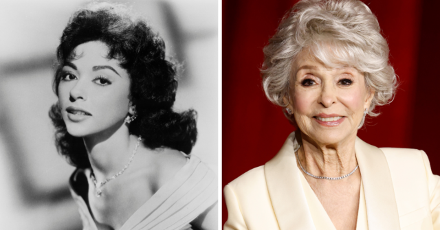 Portrait of Rita Moreno + Rita Moreno standing on a red carpet