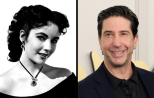 Headshots of Elizabeth Taylor and David Schwimmer.