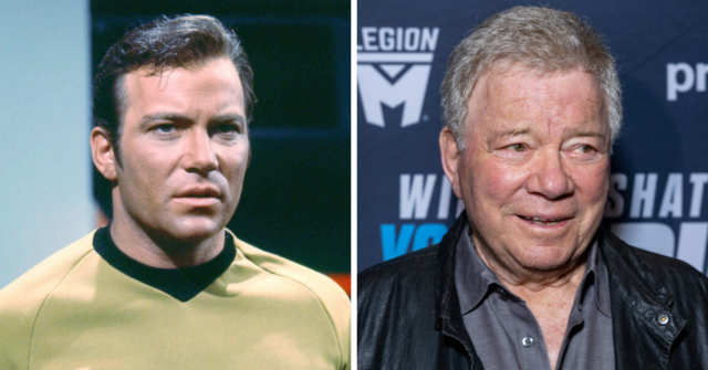 William Shatner as James T. Kirk in 'Star Trek: The Original Series' + William Shatner standing on a red carpet