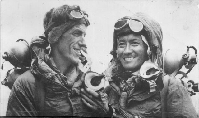 Sir Edmund Hillary and Tenzig Norgay standing together